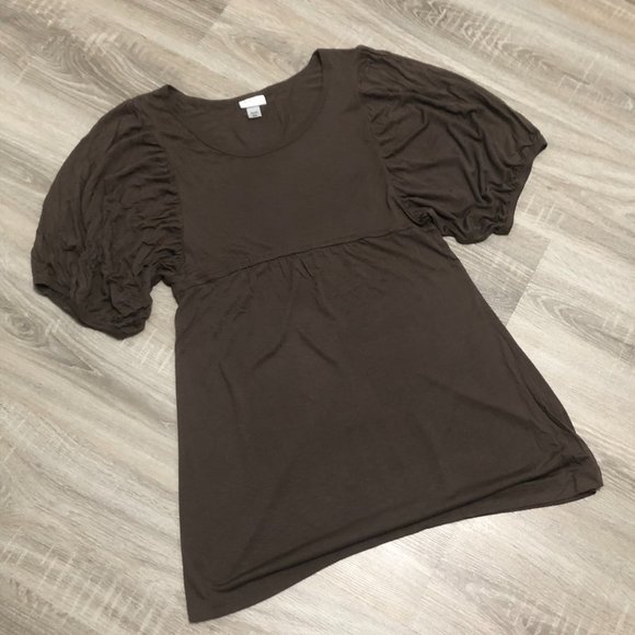 La Senza Empire Waist Tunic Dress with Balloon Sleeves Brown Size M - Picture 2 of 5